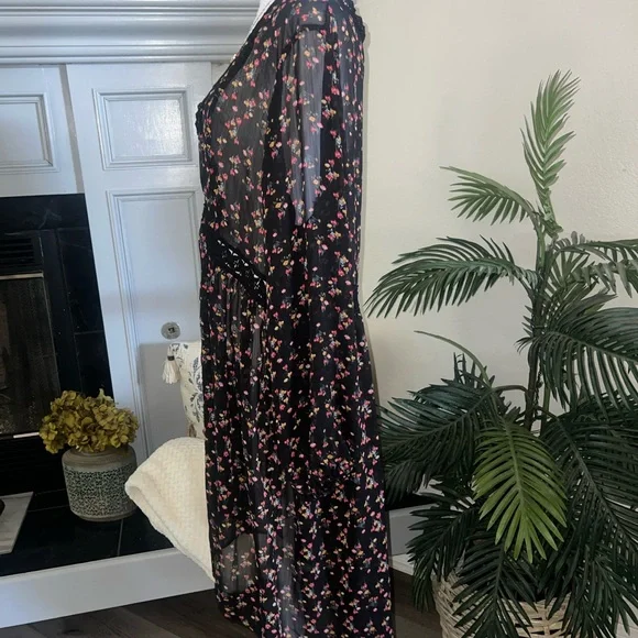 Xhilaration Floral Sheer Black Kimono Cardigan - Picture 4 of 9